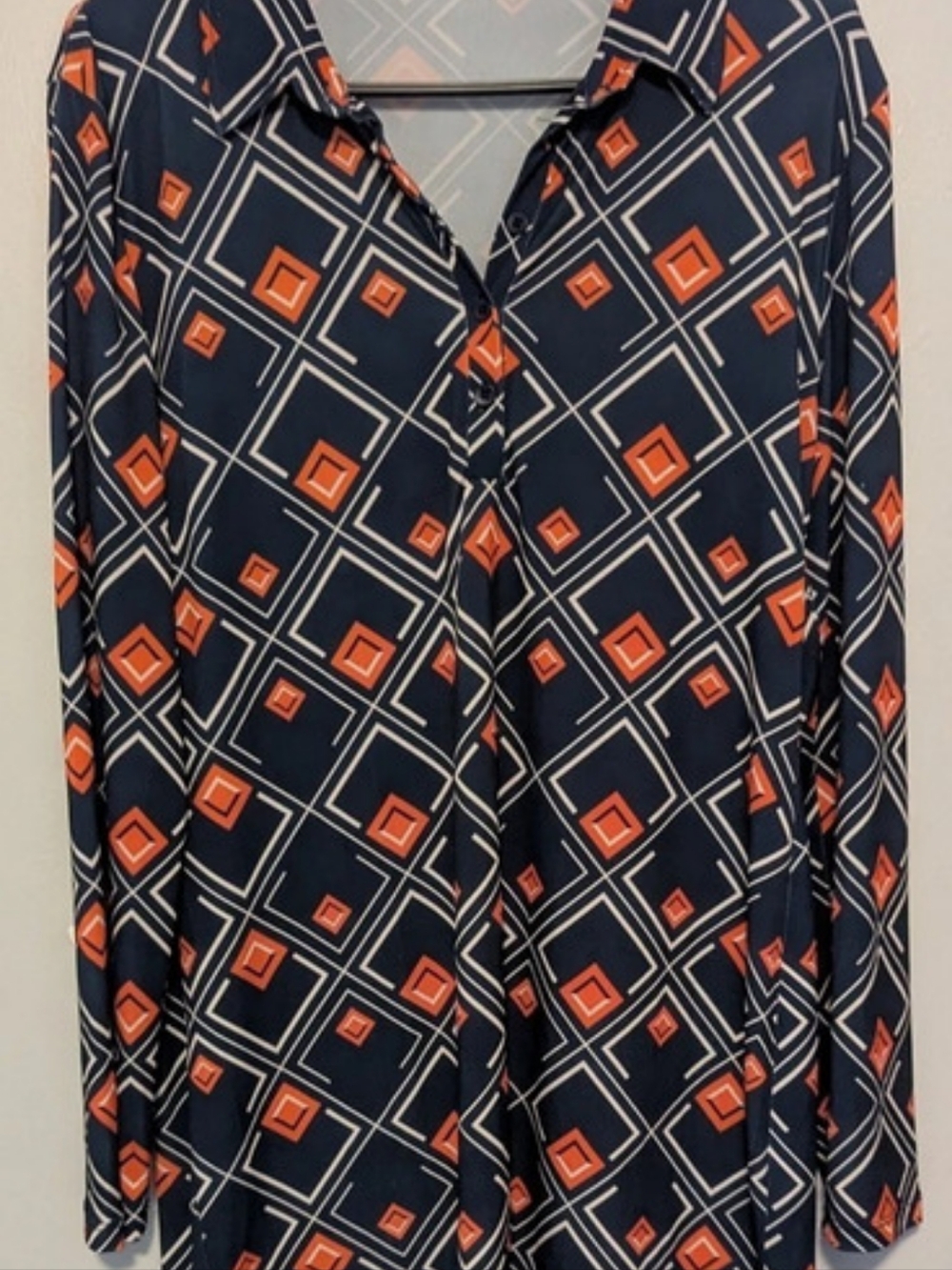 Zara Geometric Button Front dress in Blue & Orange Like New